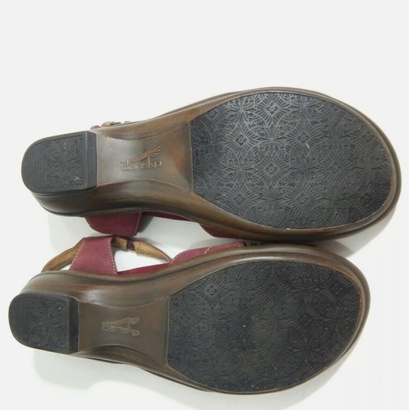 Dansko Red Leather Ankle Strap Sandals - Picture 4 of 6